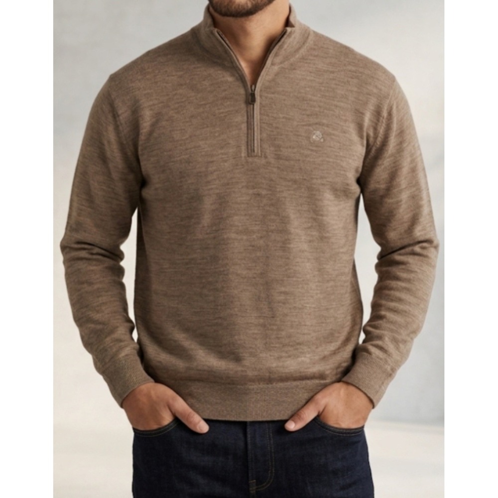 Fairway and Greene Perfert For G Golf Sweater Mens Large Light Gray Wool 1/4 Zip
